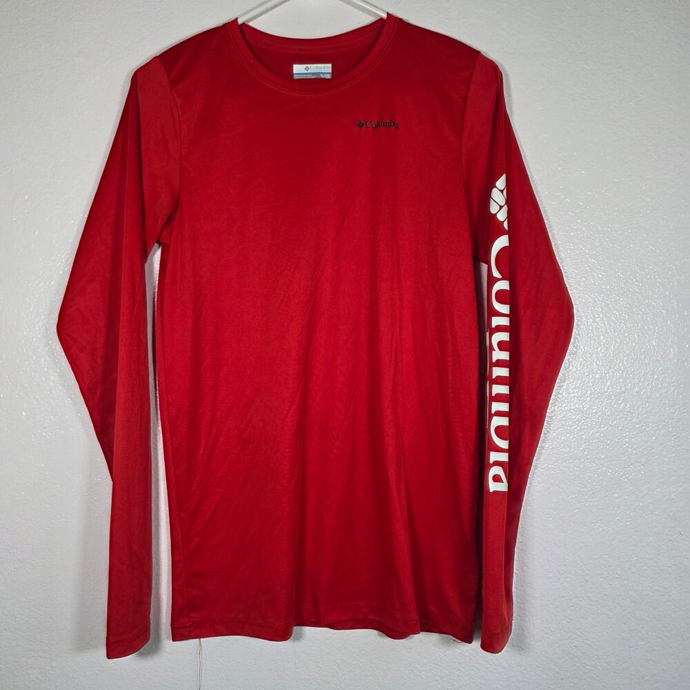 Columbia Youth XL 18/20 Red Long Sleeve Performance Shirt Logo
